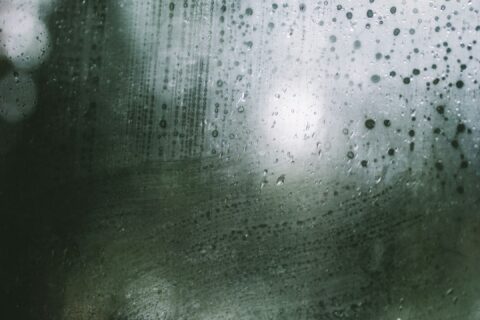 a window with rain drops on it